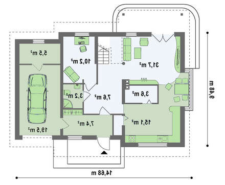 Просторный уютный коттедж с большими окнами