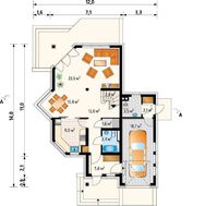 Красивый уютный коттедж с выступающим крыльцом