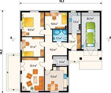 Одноэтажное строение с гаражом удобной планировки