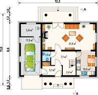 Жилой дом с колоннами на четыре спальные комнаты