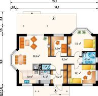 Красочное строение с двумя эркерами