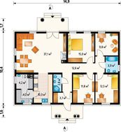Уютный загородный коттедж с четырехскатной кровлей