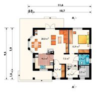 Мансардный дом с презентабельной гостиной