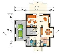 1,5-этажный дом с пристроенным гаражом
