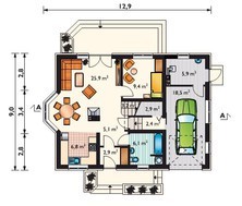 Проект для строительства уютного мансардного дома с эркером