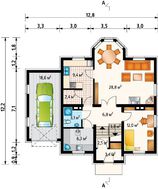 Проект жилого дома с гаражом и эркером