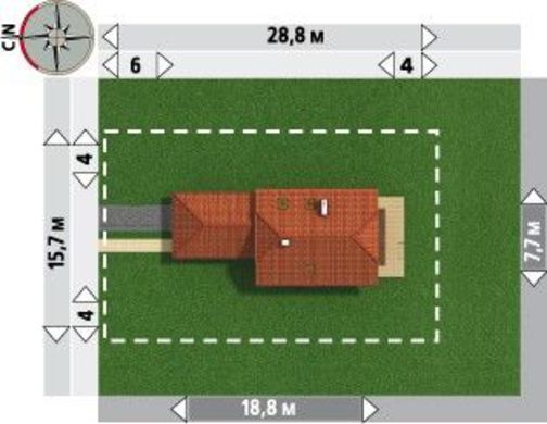 План двухэтажного загородного коттеджа с просторной зоной приема гостей