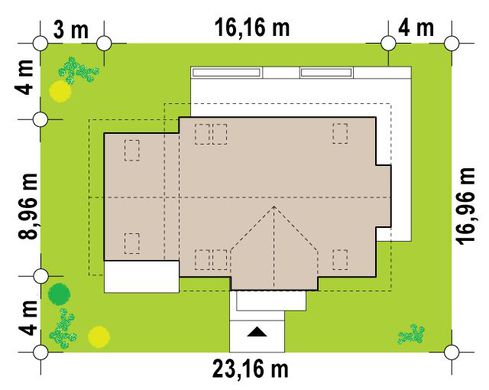 Проект  и схема строительства дома с мансардой и гаражом  площадью 194 кв.м.