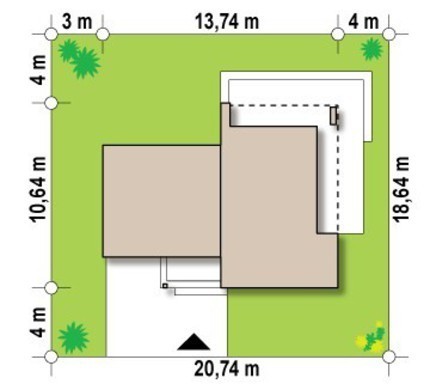 Проект двухэтажного коттеджа с плоской крышей и гаражом
