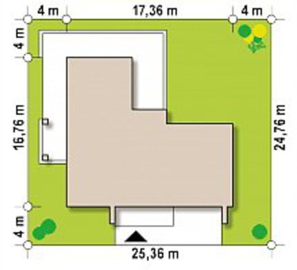 Планировка просторного коттеджа площадью 283 кв. м с террасой на крыше гаража